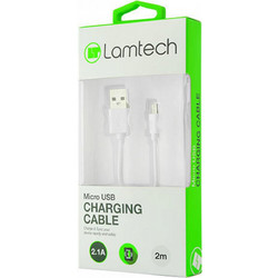 LAMTECH DATACABLE MICRO USB 2M WHITE - (LAM440993)