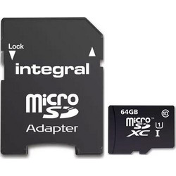 Integral microSDXC 64GB Class 10 U1 V10 UHS-I + Adapter