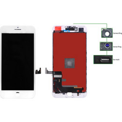 TIANMA High Copy LCD iPhone 7 Plus, Camera-Sensor ring, ear mesh, White