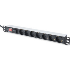 DIGITUS aluminum outlet strip with switch, 7 safety outlets, 2 m supply safety plug (DN-95407)