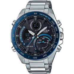 Casio Edifice Ανδρικό Ρολόι Χρονογράφος Solar με Ασημί Μεταλλικό Μπρασελέ ECB-900DB-1BER