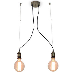 Home Lighting Magnum Κρεμαστό Φωτιστικό Οροφής Δίφωτο E27 Μαύρο 77-2167
