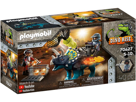 Playmobil Dino Rise Τρικεράτωψ με Πανοπλία-Κανόνι & Μαχητές για 5-10 Ετών 70627