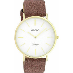 Oozoo Timepieces Γυναικείο Ρολόι με Καφέ Δερμάτινο Λουράκι C20149