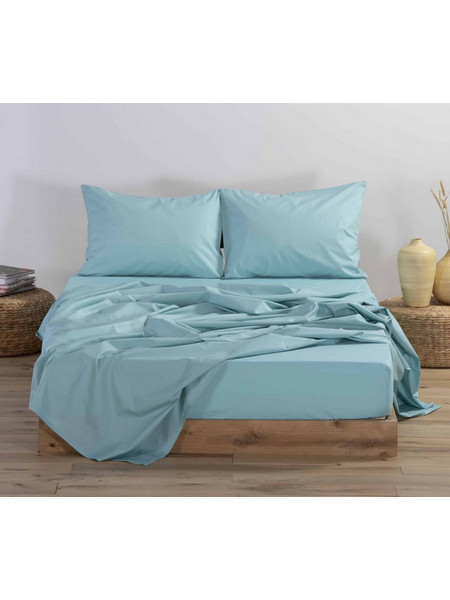 Nef-Nef Σεντόνι King Size Βαμβακερό με Λάστιχο 180x200+30 Basic 728 Aqua