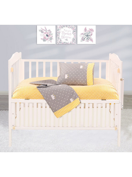 Beauty Home Art 5176 Σετ Βρεφικά Σεντόνια Κούνιας Βαμβακερά 120x160 Yellow