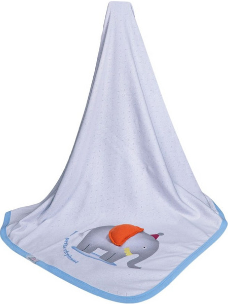 BiBaby Elephant Κουβέρτα Αγκαλιάς Βαμβακερή 85x90 Λευκή Γαλάζια