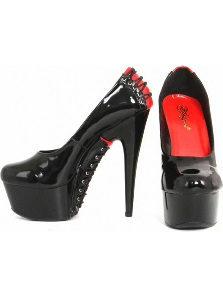 Black patent pump stilettos