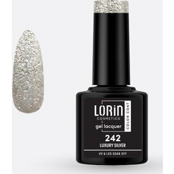 Lorin Gel Lacquer 242 Luxury Silver Glitter Ημιμόνιμο Βερνίκι Νυχιών 8ml
