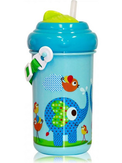Lorelli Zoo Παιδικό Μπουκάλι Πλαστικό BPA Free με Καλαμάκι Μπλε 300ml