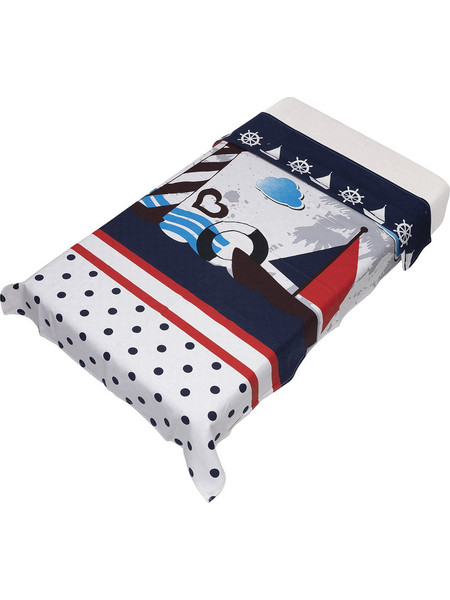 Beauty Home Art 5262 Κουβέρτα Κούνιας Πικέ 95x145 Λευκή Navy Μπλε