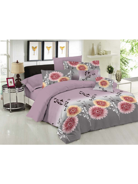 Σετ Πάπλωμα Le Blanc Premium Cotton 100% Chrysanthemum Lilac Υπέρδιπλο 220x240
