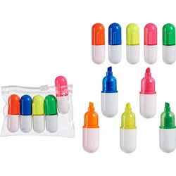 Highlighter Mini Σετ 5 τεμαχίων Χρωματιστοί Μαρκαδόροι σε διάφανη θήκη, 10x1.6x7 cm - Aria Trade