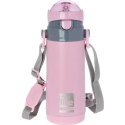 Ecolife Kids Thermos Παιδικό Μπουκάλι Θερμός Ανοξείδωτο BPA Free με Καλαμάκι Ροζ 400ml