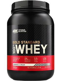 Optimum Nutrition Gold Standard 100% Whey Cookies & Cream Πρωτεΐνη Ορού Γάλακτος Γράμμωσης 908gr