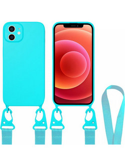 ΘΗΚΗ IPHONE 12 6.1" CROSSBODY SILICONE ΜΕ STRAP ΚΑΙ CAMERA GUARD ΓΑΛΑΖΙΟ