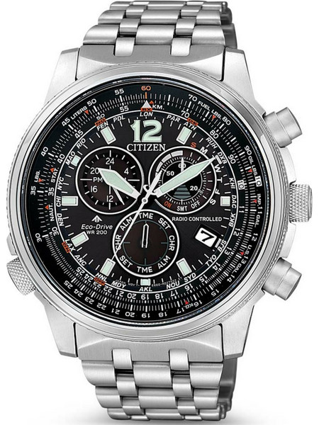 Citizen Sky Promaster Ανδρικό Ρολόι Χρονογράφος Solar με Ασημί Μεταλλικό Μπρασελέ CB5860-86E