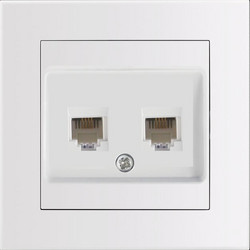 Entac Arnold Recessed Wall Lan Socket 2x Cat5 White - (ERWLS2-ARN-W)