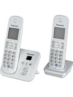 Panasonic KX-TG6822 Ασύρματο Τηλέφωνο Σετ Duo με Ανοιχτή Ακρόαση Λευκό Ασημί