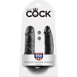 Pipedream King Cock U-Shaped Trouble 17 Διπλό Dildo 17cm Μαύρο
