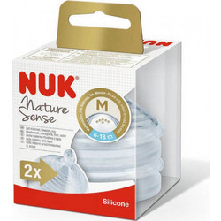 Nuk Nature Sense Θηλή Σιλικόνης για Μπιμπερό 6m+ Μεσαίας Ροής 2τμχ 10.527.641