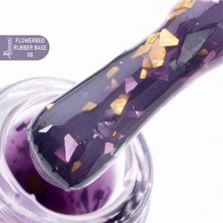 Alezori Flowerbed 08 Rubber Base Glitter Ημιμόνιμο Βερνίκι Νυχιών 15ml