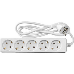 Adeleq Πολύπριζο Με Καλώδιο 3x1mm2 1.5m 5 Σούκο Λευκό 15-311550