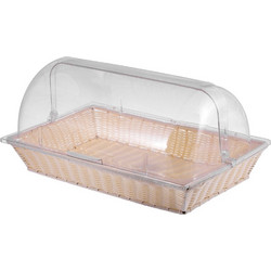 Ψωμιέρα Rattan PP με Διάφανο Καπάκι Roll-Top PC GN1 1 52 5x32 5xΥ26cm Υψηλής Αντοχής Μπεζ c445695