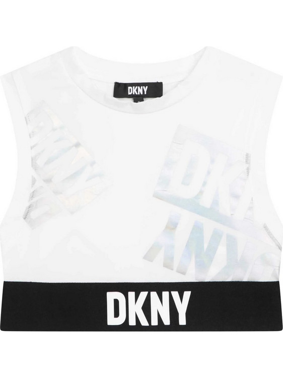 DKNY Παιδικό Crop Top Αμάνικο Λευκό D35S90-111