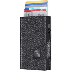 Tru Virtu Click +amp Slide Δερμάτινο Πορτοφόλι Καρτών με RFID και Μηχανισμό Slide Pebble Black/Black (24104004408)