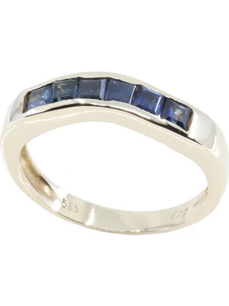 Δαχτυλίδι σειρέ 14 Κ κίτρινος χρυσός με μπλε zircon, 2613