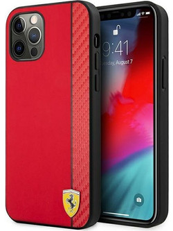 Ferrari On Track Carbon Stripe Θήκη iPhone 12 Pro Max Red (FESAXHCP12LRE)