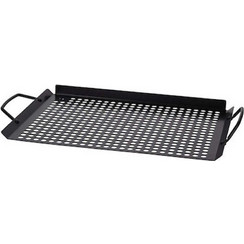 Διάτρητος Δίσκος Grill για Ψησταριά Συσκευή για το Βράσιμο από Ανοξείδωτο Ατσάλι, BBQ, σε Μαύρο χρώμα - Aria Trade