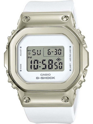 Casio G-Shock Ψηφιακό Ανδρικό Ρολόι Χρονογράφος με Λευκό Καουτσούκ Λουράκι GM-S5600G-7ER