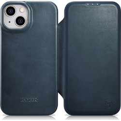 iCarer CE Oil Wax Premium Leather MagSafe Book Blue (iPhone 14 Plus)