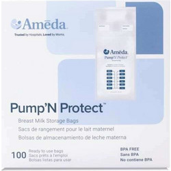 Ameda Pump N' Protect Σακουλάκια Αποθήκευσης Μητρικού Γάλακτος 180ml 100τμχ