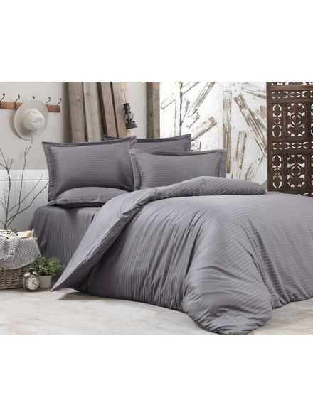 Σετ Πάπλωμα Βαμβακοσατέν King Size (Π: 260cm x Μ: 240cm) - 2020249610 Μονόχρωμο Γκρι