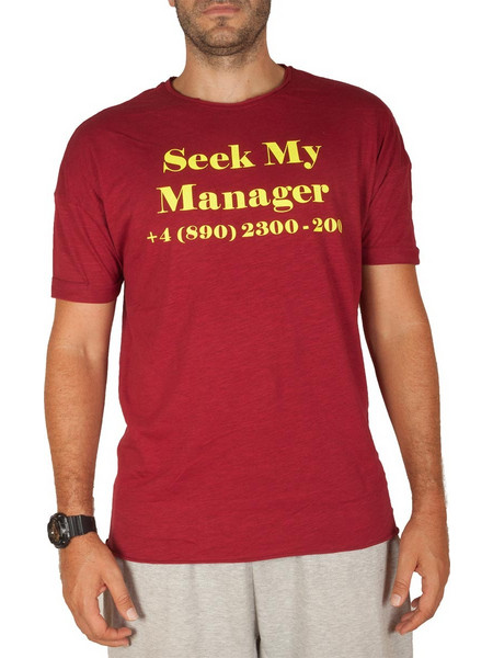 Sublevel T-shirt Seek My Manager Dark Red Z22381-RD