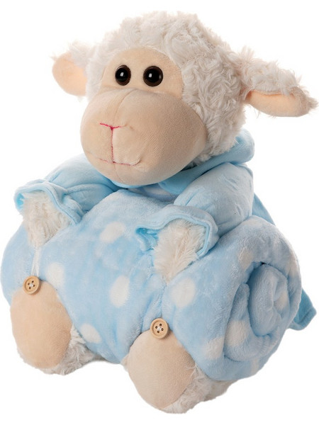 Silk Fashion Sheep Κουβέρτα Αγκαλιάς Fleece με Λούτρινο 80x120 Γαλάζια