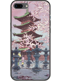 Θήκη Ukiyo-e - Cherry Blossom iPhone 8 Plus Black TPU (Μαύρη Σιλικόνη)