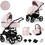 Kunert Mata Καρότσι Μωρού 3 σε 1 Pink Black Frame