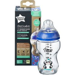 Tommee Tippee Closer To Nature Γυάλινο Μπιμπερό με Θηλή Σιλικόνης κατά των Κολικών 0m+ Blue 250ml