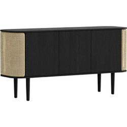 Μπουφές Treasures Venetian Cane 5107C5106-3 150x43x75cm Black Oak-Beige Umage Ατσάλι,Ξύλο