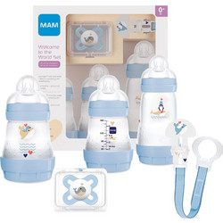 Mam Welcome to the World Σετ Πλαστικά Μπιμπερό με Θηλή Σιλικόνης κατά των Κολικών 0m+ Whale & Penguin 260ml + 2x160ml