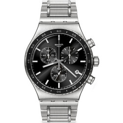Swatch Γυναικείο Ρολόι Χρονογράφος με Ασημί Μεταλλικό Μπρασελέ YVS495G