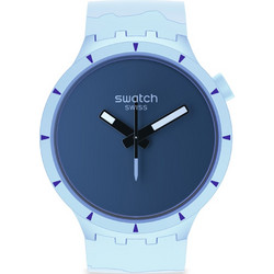 Swatch Big Bold Ανδρικό Ρολόι με Γαλάζιο Καουτσούκ Λουράκι SB03N102