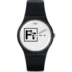 Swatch Fritz Γυναικείο Ρολόι με Μαύρο Καουτσούκ Λουράκι SUOB722