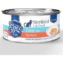 Egeo Pet Food Sterilised Adult with Tuna & Shrimps in Broth 70gr