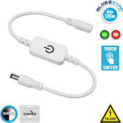 GloboStar 73303 Διακόπτης Αφής (Touch) Ενεργοποίησης/Απενεργοποίησης LED Συσκευών Τύπου Dimmer Σε Λευκό Χρώμα