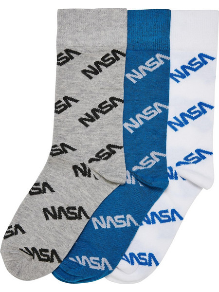Παιδικές Κάλτσες 3-Pack MTK1207-04072 Mister Tee NASA Allover Brightblue/Grey/White